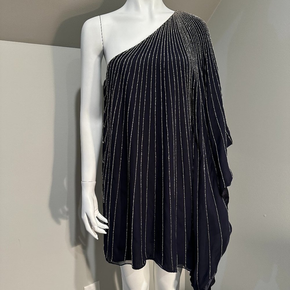 *** Fast Shipping!!! Parker Black 100% Silk Striped Tunic with tags Size 0.